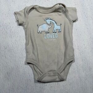Little & Loved Infant Tan Giraffe Elephant Baby Bodysuit Onesie 6-9 Months